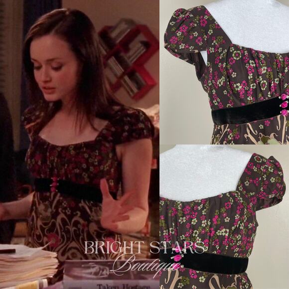 Rare Vintage Silk Floral Top ASO Rory Gilmore Girls Brown Pink Blouse - Picture 3 of 10